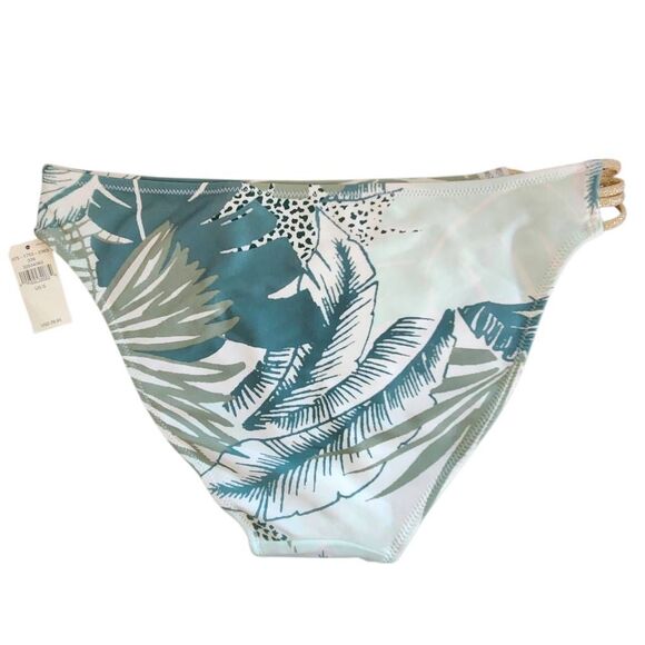 Aerie Green and Gold Print Bikini Bottoms NWT Size Small Full Coverage Bottoms - Picture 2 of 13
